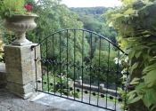 Garden balustrade with decorative lead cast detailing
