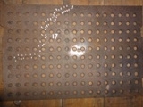 Baffle plate which goes on top of the oven liner, marked up to show crack.
