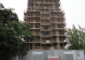 Scaffolding on the Evesham Abbey Tower