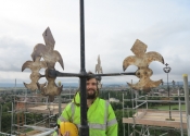 James Cuthbertson of Ironart on top of Evesham Abbey Bell Tower