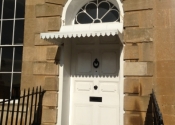 Restored and refitted - door canopy on Cavendish Crescent, Bath