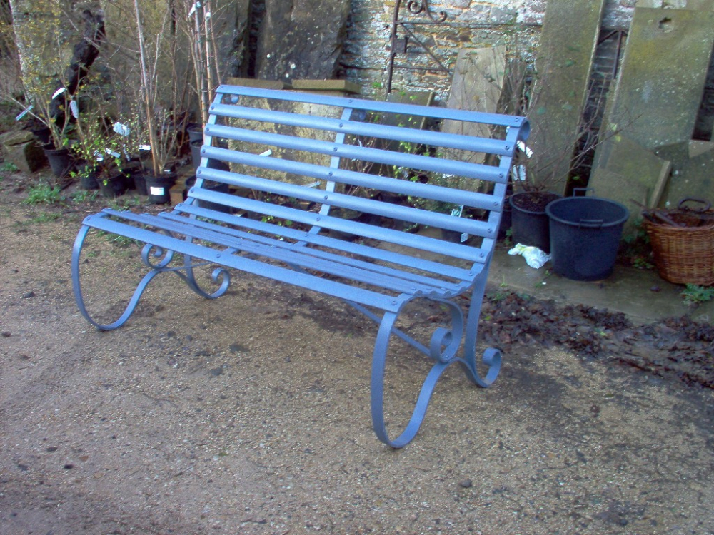 Antique Slatted Garden Bench Ironart, Blue Garden Bench Uk