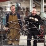 Adrian Booth and Dom West of Ironart Ltd with the bespoke double bed frame